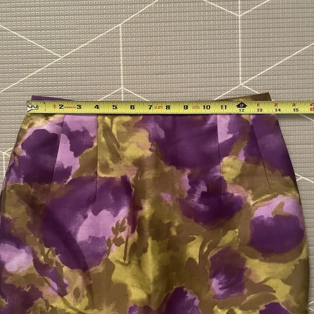 Michael Kors Silk‎ Wool Blend Pencil Skirt Sz 4 Gardenia Floral Print